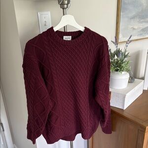 Sunday Best Aritzia Burgundy Cable Knit Sweater, Sz. XS